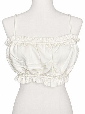 Petal & Pup Ivory Ruffle Open Back Tie Crop Top Size M